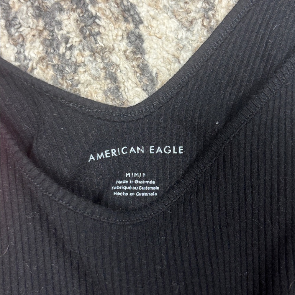 American Eagle Black Ribbed Top - Picture 2 of 2